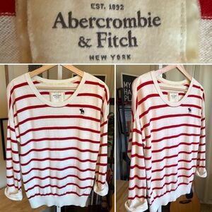 Abercrombie & Fitch Women’s Red/white Striped Long Sleeve Sweater Size L